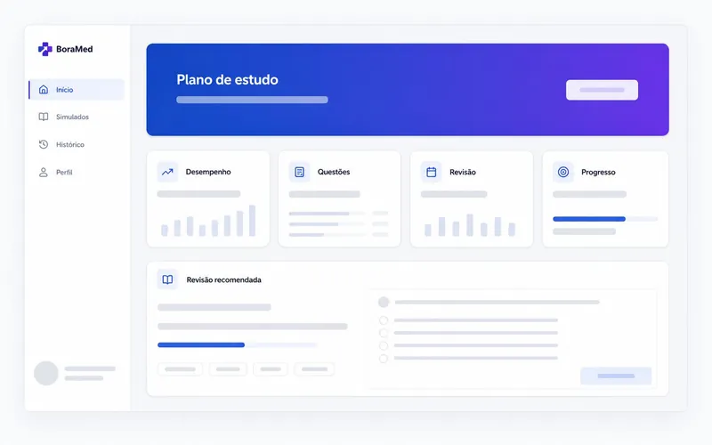Prévia visual da experiência BoraMed para estudo médico